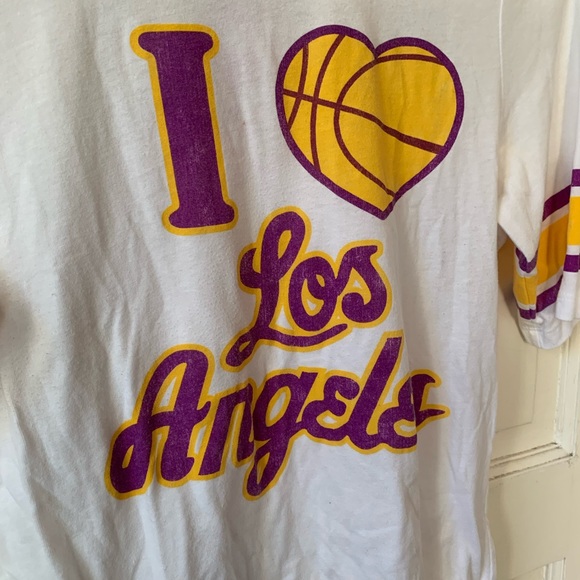 Vintage I Heart Los Angeles Lakers T-Shirt Hardwood Classics Woman's Large - Picture 4 of 11